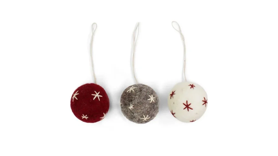 Gry & Sif - Ball Ornaments w/Stars Set of 3